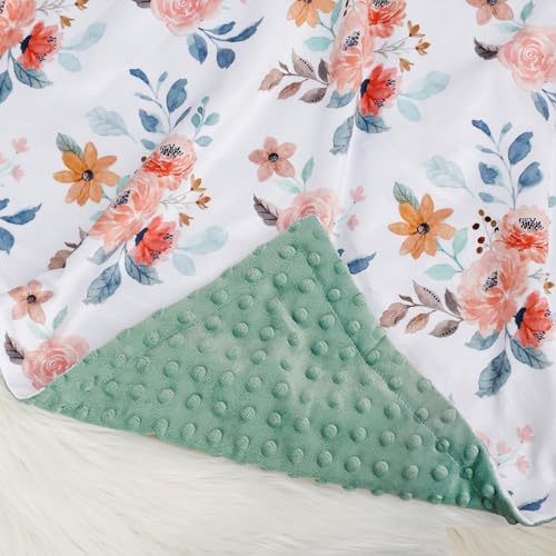 BORITAR Floral Minky Baby Blanket - Soft Plush 30x40 Inch