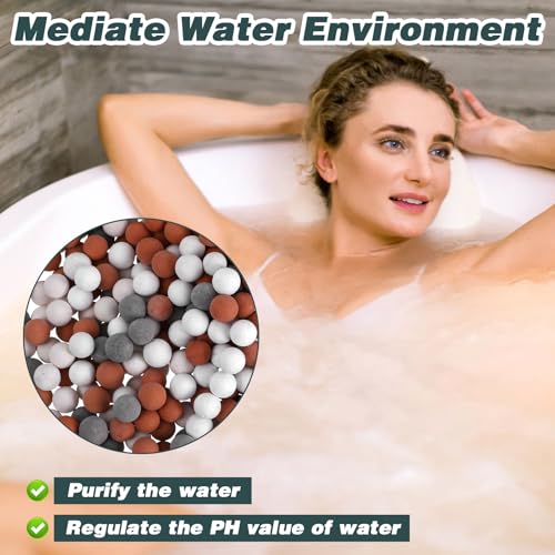 HekouJiub Mineral Shower Filter Beads 4-Pack, Softens Hard Water, Purifies Water