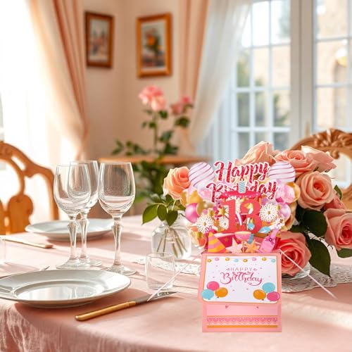 Gosknor 3D Pop Up Happy Birthday Card with Envelope and Note Card