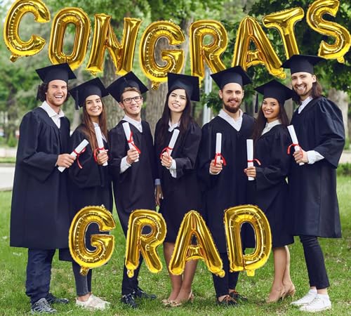 KALOR Gold 16 Inch Congrats Grad Banner Balloons for Graduation Party 2026