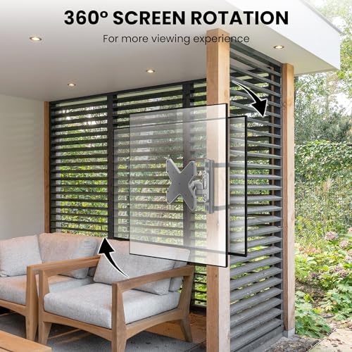 ZeboZap ZZTVS2022 DIY NO Drill Swivel Gazebo TV Mount | Patio | Pergola | Square Post | Holds 33lbs | Fits 23"-50" TVs | Weatherproof | Black
