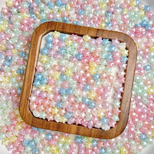 Tephrent 300Pcs 3D Star Nail Charms Aurora Resin Flatback Rhinestones