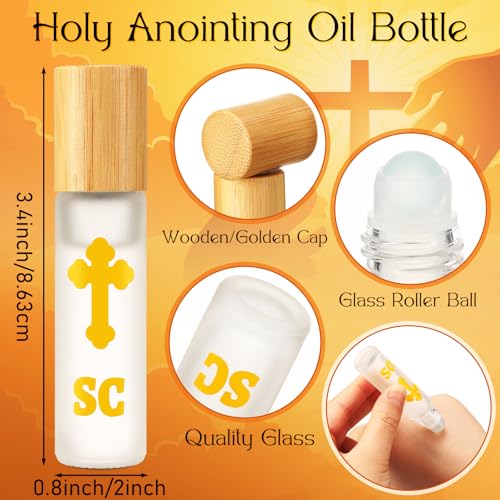 Chuangdi 3 Pcs Small Holy Anointing Oil Roller Bottles 10 ml Glass