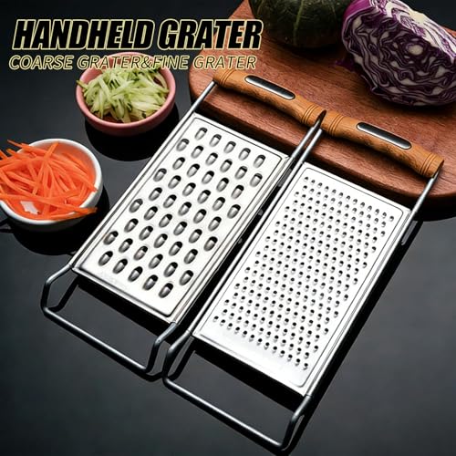 LEKAYIHU 2-Pack Stainless Steel Handheld Grater Set, Coarse & Fine Zester