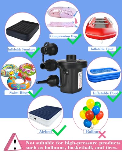 Portable Electric Air Pump for Fast Inflation - 110V AC/12V DC