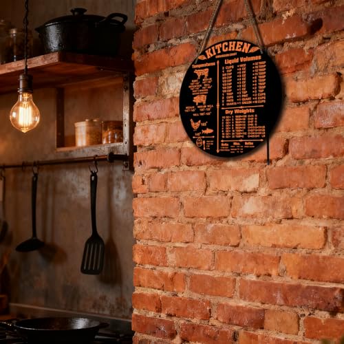 Kitchen Measurement Conversions Chart Wooden Wall Art - 8x8