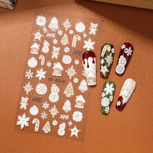 TailaiMei Christmas Nail Decals Stickers - 3 Sheets Self-Adhesive Holiday Nail Art