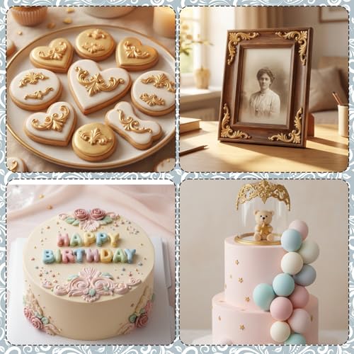 Baroque Scroll Lace Silicone Mold for Fondant Cake Decorating and DIY Crafts