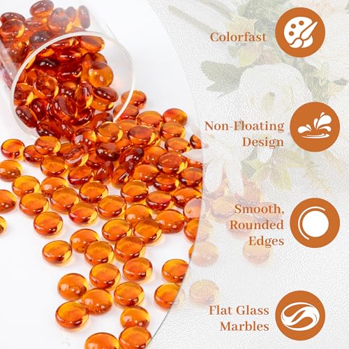 Orange Glass Marbles 0.97 lb - Decorative Vase Filler & Crafts
