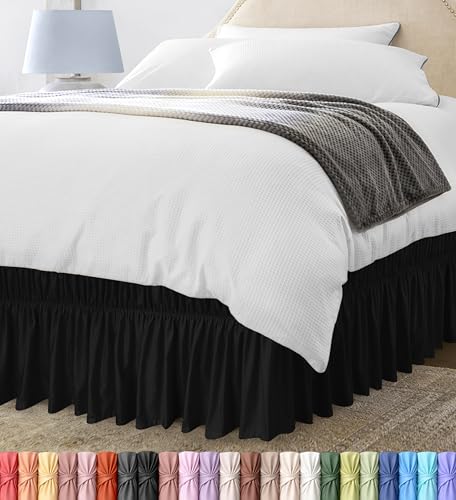 Utopia Bedding King Bed Skirt - Black, 16 Inch Drop, Easy Fit