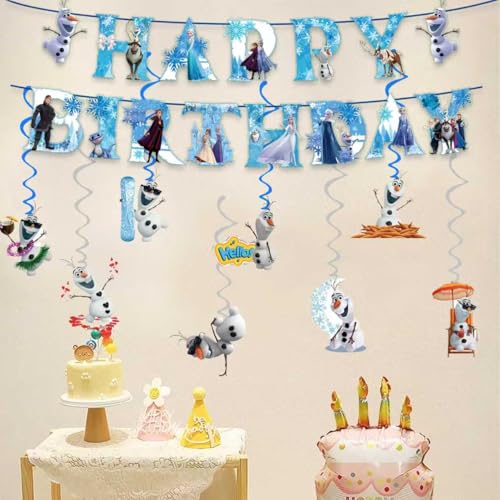 Frozen Happy Birthday Banner with 6 Decorative Pendants