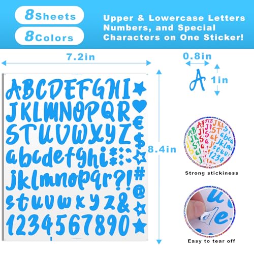 AIERSA Vinyl Letter Stickers for Stanley Cups, Waterproof Alphabet Decals, 8 Sheets