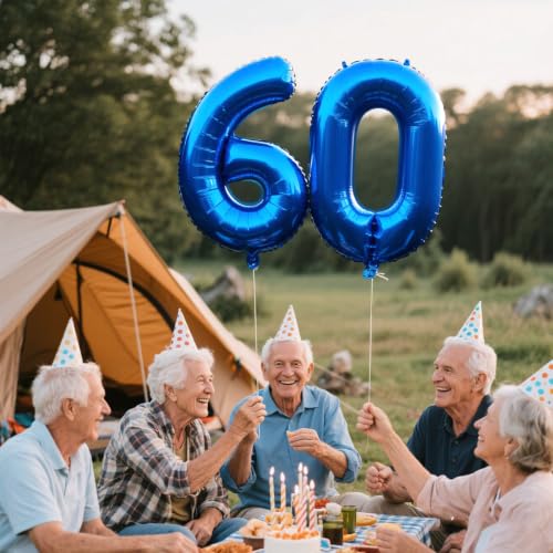 40 Inch Navy Blue Foil Number 60 Balloon for Birthdays & Anniversaries