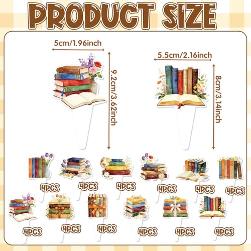48Pcs Vintage Book-Themed Cupcake Toppers for Parties