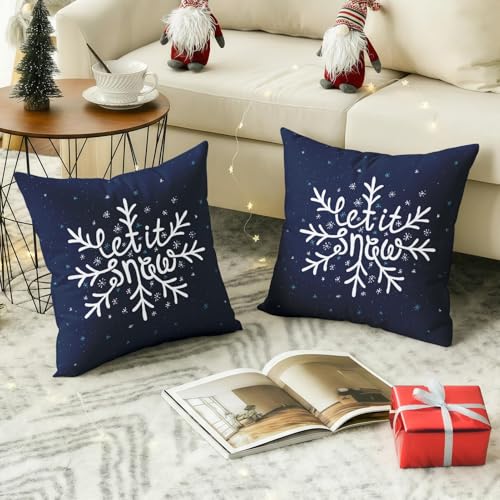 Emvency Christmas Snow Throw Pillow Covers, 20x20 Inch, Set of 2