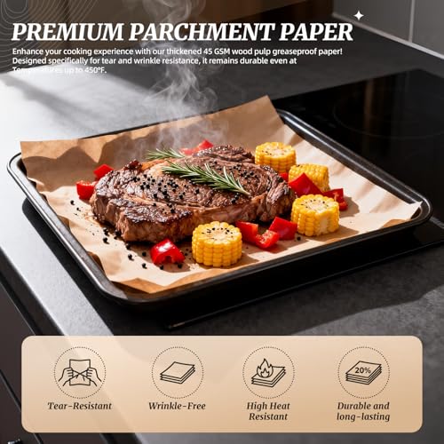 Jazb Pre-Cut Parchment Paper Sheets, 200 Pcs, 9x13 Inches - Non-Stick for Baking & Grilling