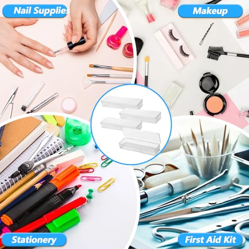 4-Piece Clear Plastic Nail Tool Storage Box Set - Durable Manicure Organizer