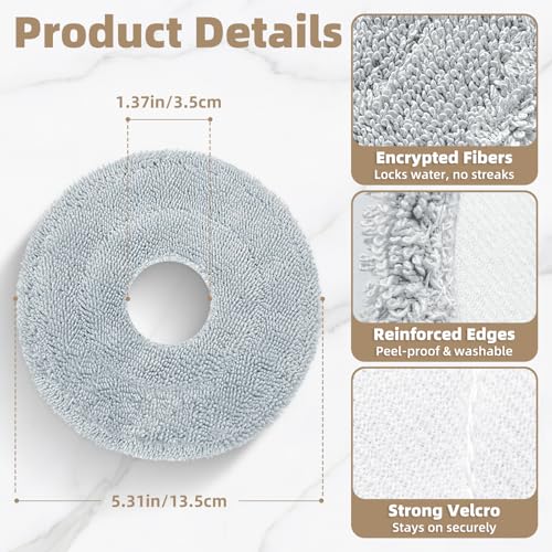 6-Pack Replacement Mop Pads for Dreame, Roborock, and Ecovacs Robot Vacuums