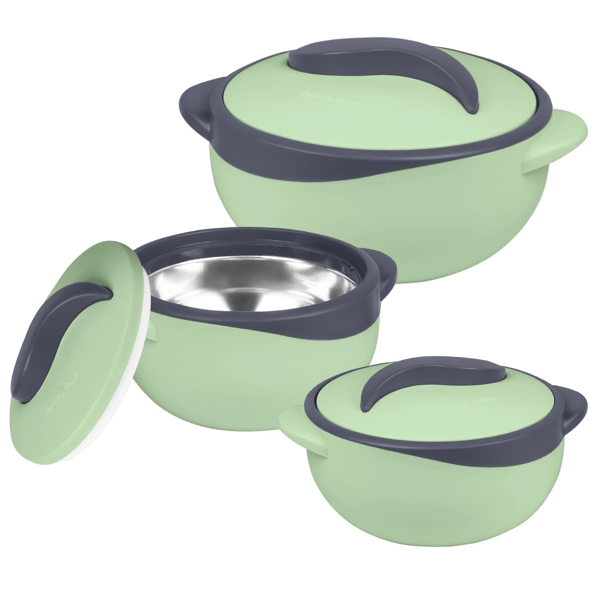 Pinnacle Insulated Casserole Dish with Lid 3 pc. Set 2.6/1.5/1 qt. Hot Pot Food Warmer/Cooler –Thermal Soup/Salad Serving Bowl- Stainless Steel Hot Food Container–Best Gift Set for Moms –Holidays