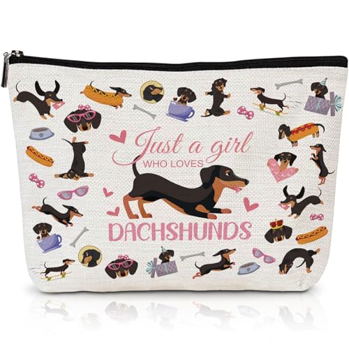 Dachshund Makeup Bag - Waterproof Canvas Sausage Dog Travel Pouch for Women