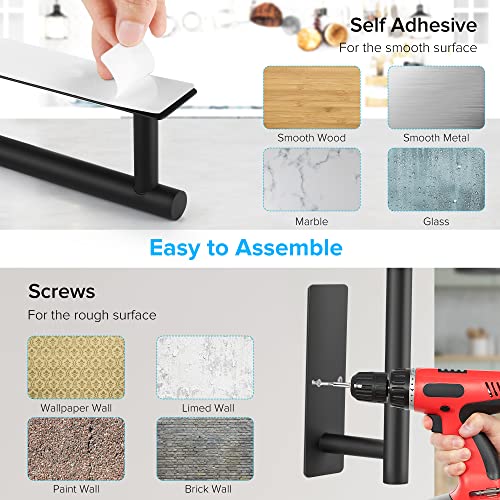 Black Paper Towel Holder Under Cabinet, Self-Adhesive or Drilling