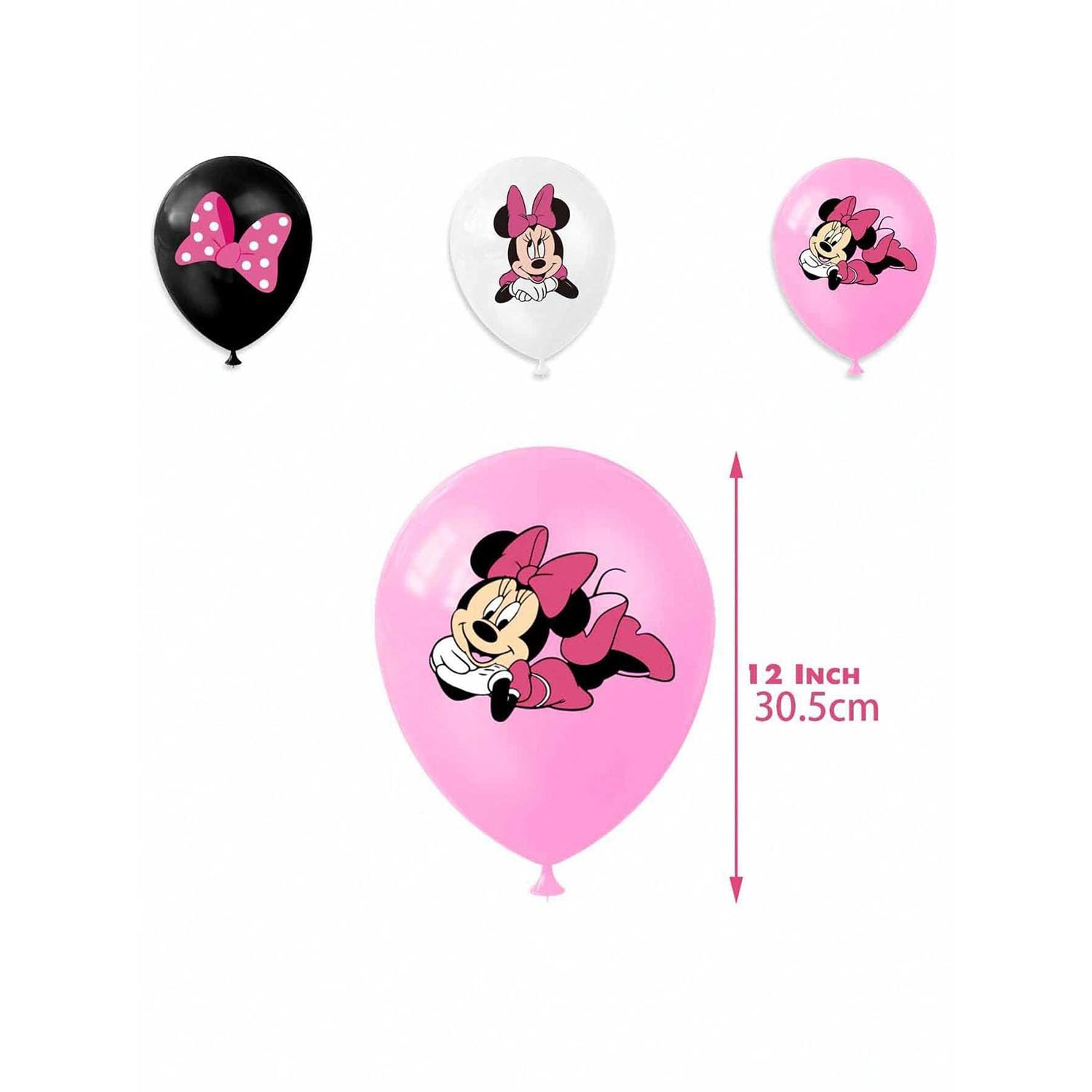 Minnie Party Supplies,32PCS Birthday Decorations Set Include Banner, Balloons, Hanging Swirls, Cake Cupcake Toppers, for Boys Girls Theme Party