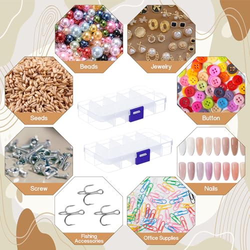 2 Pack Clear Plastic Jewelry Organizer with Adjustable Grids