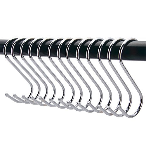X-Large Heavy-Duty Stainless Steel S Hooks - 6 Pack for Organizing