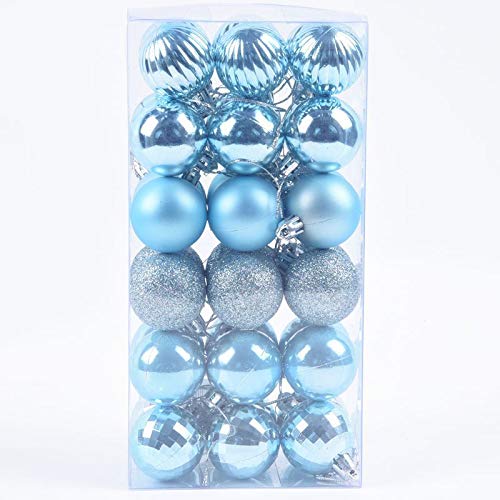 Ice Blue Christmas Ornament Balls, 35pcs 1.57nch Mini Christmas Tree Decoration Ornaments for Christmas's Day, Holidays,Party(4cm, Ice Blue)