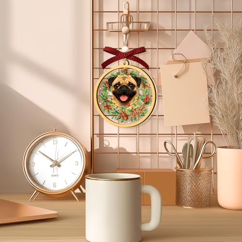 Pug Christmas Ornament - Festive Wood & Acrylic Decoration