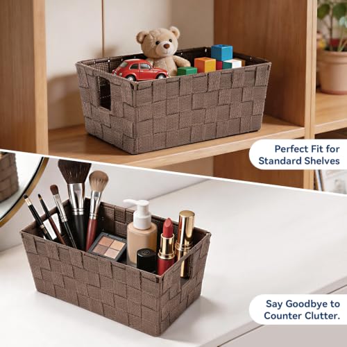 Whitmor Woven Strap Storage Tote, Small Java Basket, 11.42 x 6.5 Inch