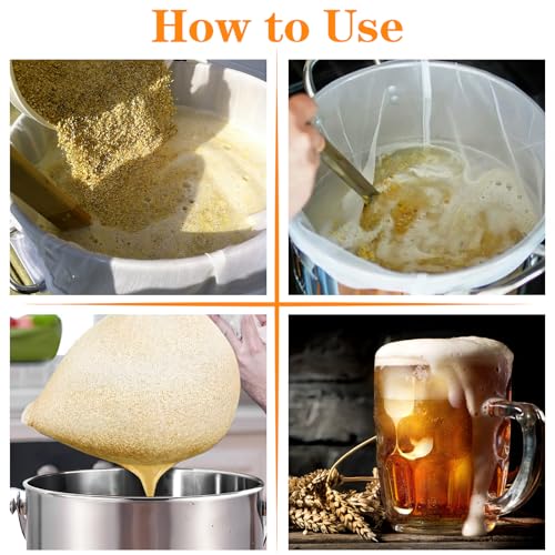 Reusable 26x22 Inch Beer Brew Bags 250 Micron Mesh with Drawstring - 2 Pack