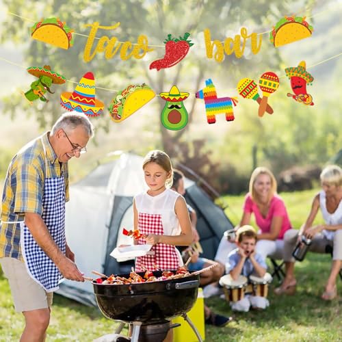 Taco Bar Banner Set - 2Pcs Mexican Fiesta Party Decorations Garland