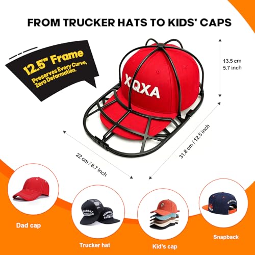 XQXA Hat Washer Cage for Baseball Caps - Black, 1 Pc, Fits All Sizes
