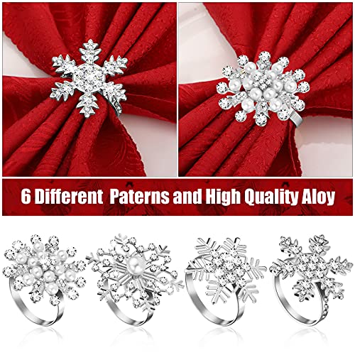 Patelai Christmas Snowflake Napkin Rings Set - Silver, 24 Pieces