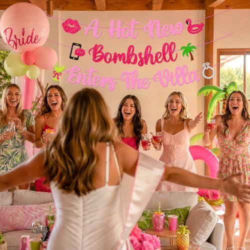 Bombshell Enters The Villa 3-Tier Banner - Bachelorette Party Decor
