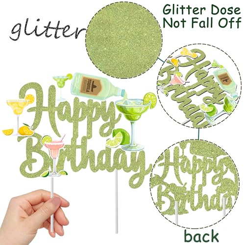 Light Green Glitter Margarita Birthday Cake Topper Decoration