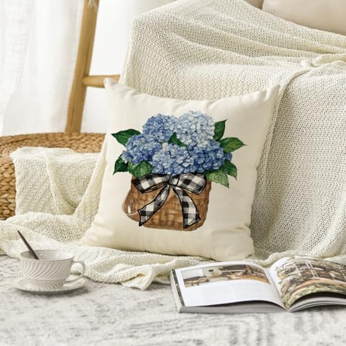Hydrangea Flower Throw Pillow Cover - 12x20 Inch Decorative Case