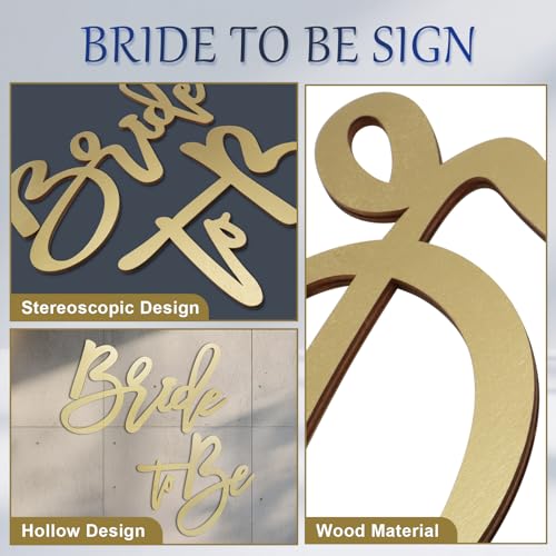 Biaungdo Bride to Be Sign - Gold Wooden Bridal Shower Decor