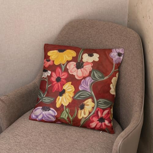 Floral Inspired Throw Pillow Cover - 18x18 Inches, Polyester