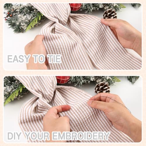 2 Pack Brown Stripe Wreath Sashes for DIY Embroidery - 5" x 54"