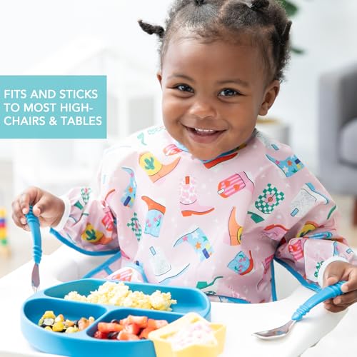 Bumkins Dark Blue Silicone Suction Plate - Divided Grip Dish for Self-Feeding