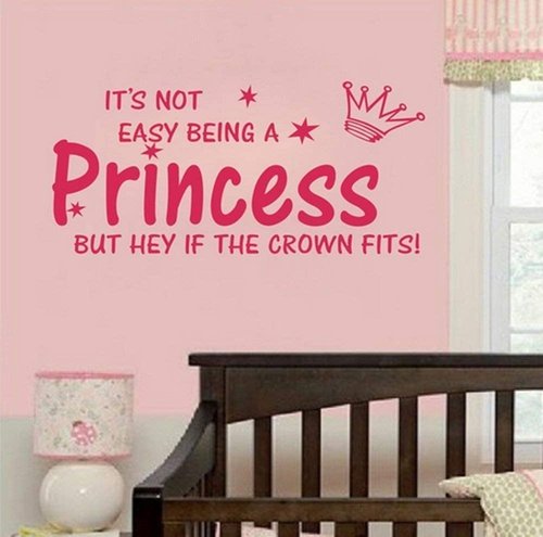 Blinggo NOT Easy Being A Princess Girl Wall Quote Sticker Graphic Vinyl Home Kid décor Pink 10" X 22"