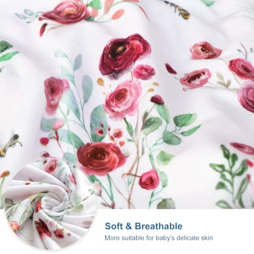 HOMRITAR Pink Floral Baby Blanket - Soft Plush Minky, 30x40