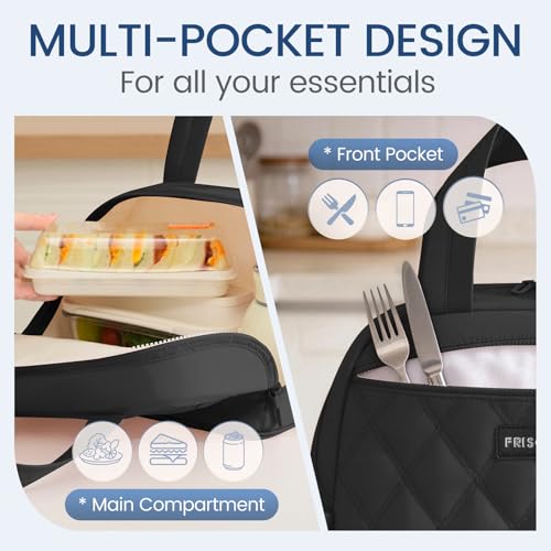 SODEER 10L Black Insulated Leakproof Lunch Bag for Work & Travel