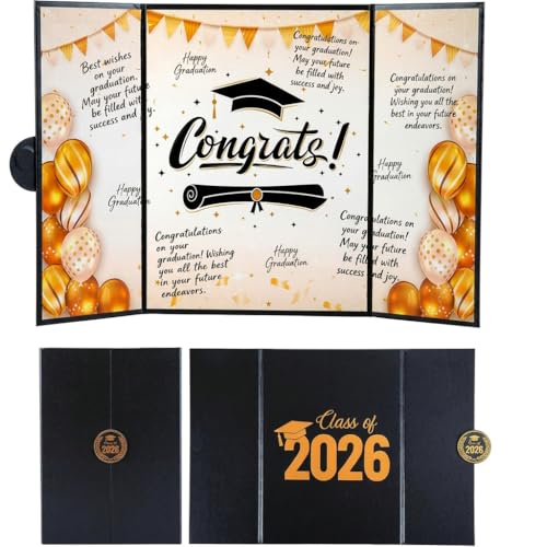 Elegant Graduation Guest Book 2026 - Black & Gold Party Decor