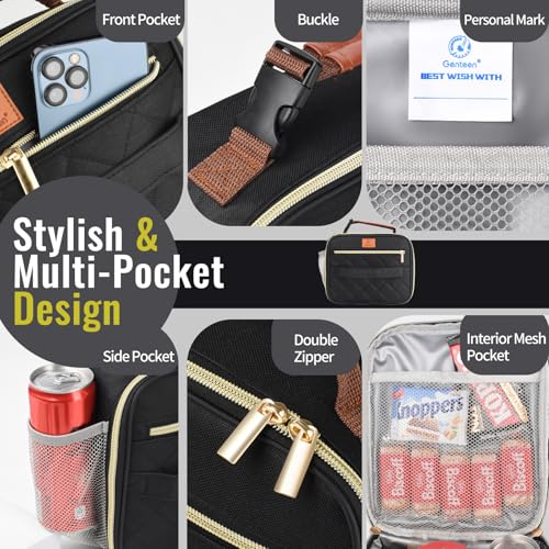 Genteen Insulated Lunch Bag, Reusable Small Cooler Tote for Work & School