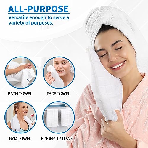 HOMERHYME Microfiber Hand Towels - 6 Pack, White, 25" x 15" Quick Dry