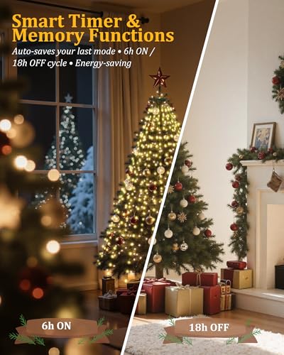 Warm White 400 LED Christmas Tree Lights with 8 Modes & Timer - Outdoor Holiday Decor