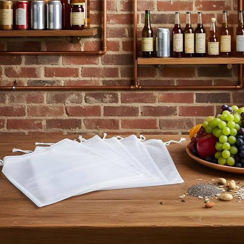 6 Pack Nylon Brew Bags for Straining & Nut Milk - 20x15cm